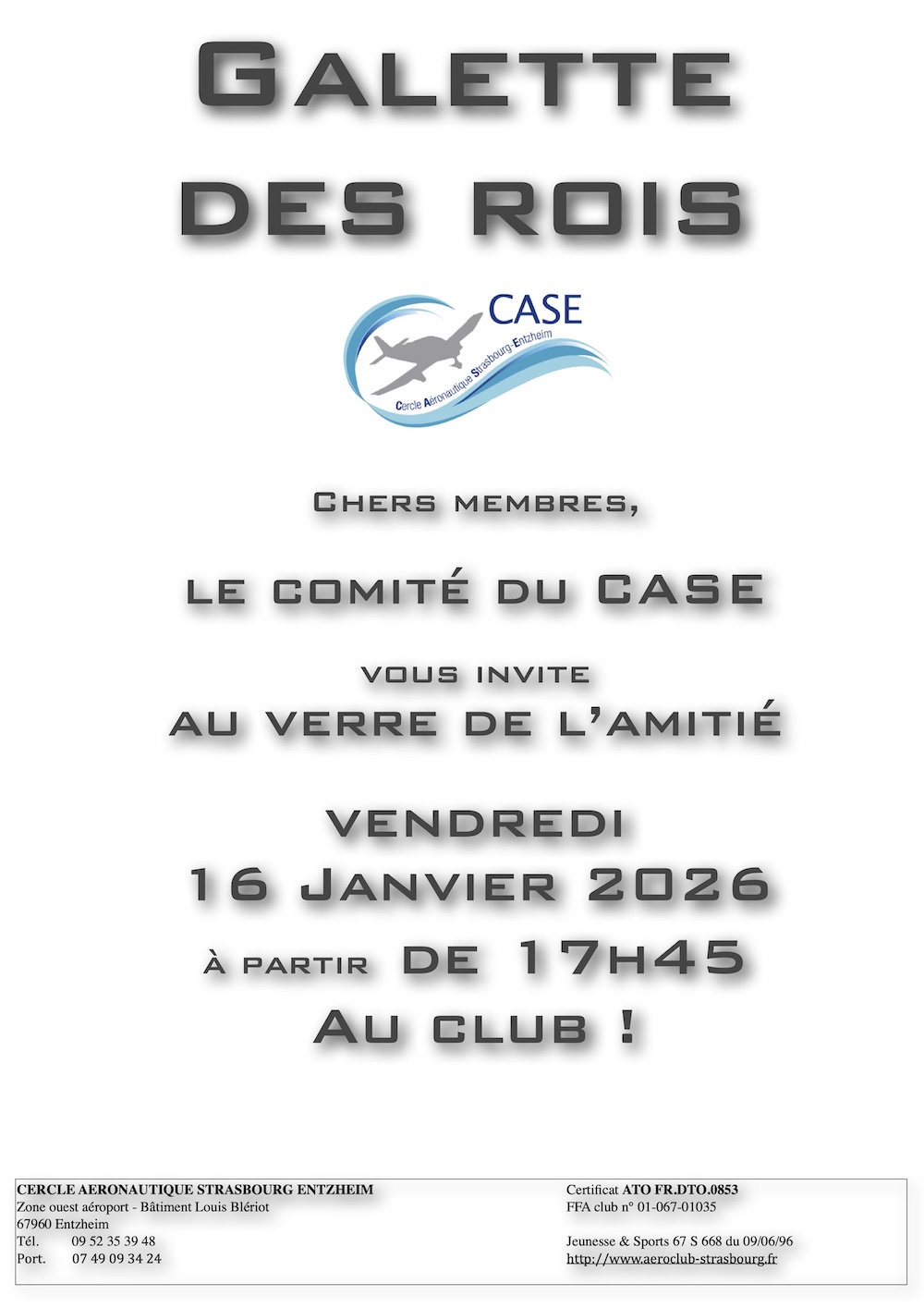 Invitation pour la galette des rois 2026 au CASE