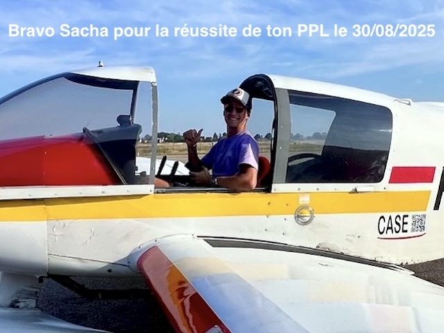 Bravo Sacha pour la réussite de ton PPL le 30/08/2025